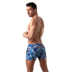 Shorts de baño de la marca TOF PARIS - Shorts de baño Iconic Tof Paris - Camuflaje Azul - Ref : TOF209BU