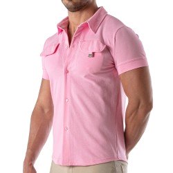 Chemise de la marque TOF PARIS - Chemise à manche courte Patriot Tof Paris - Rose - Ref : TOF219P