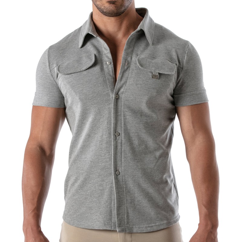 Chemise de la marque TOF PARIS - Chemise à manche courte Patriot Tof Paris - Gris - Ref : TOF219G