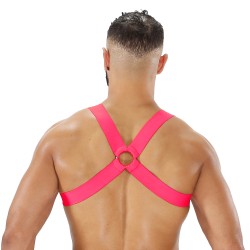 Geschirr der Marke TOF PARIS - Fetish Elastic Harness TOf paris - Neon Rose - Ref : H0017PF