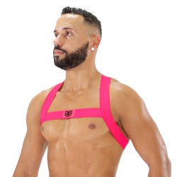 Geschirr der Marke TOF PARIS - Fetish Elastic Harness TOf paris - Neon Rose - Ref : H0017PF