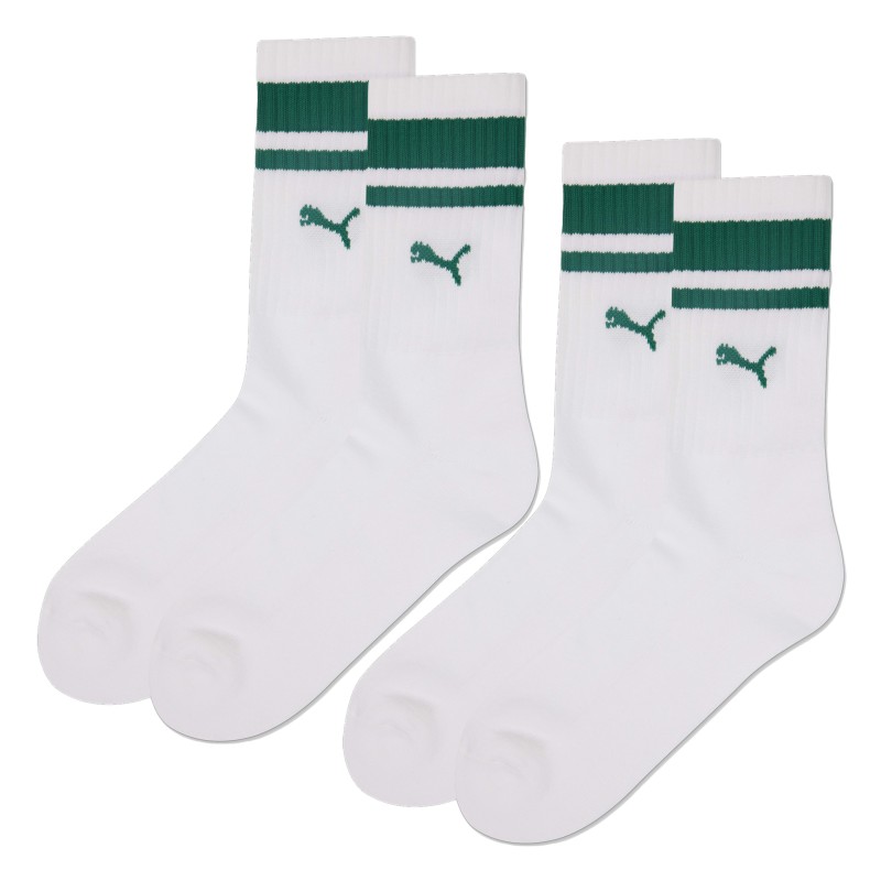 Calzini del marchio PUMA - Set di 2 paia di calzini bassi con tradizionale striscia verde PUMA - bianco - Ref : 100000950 015