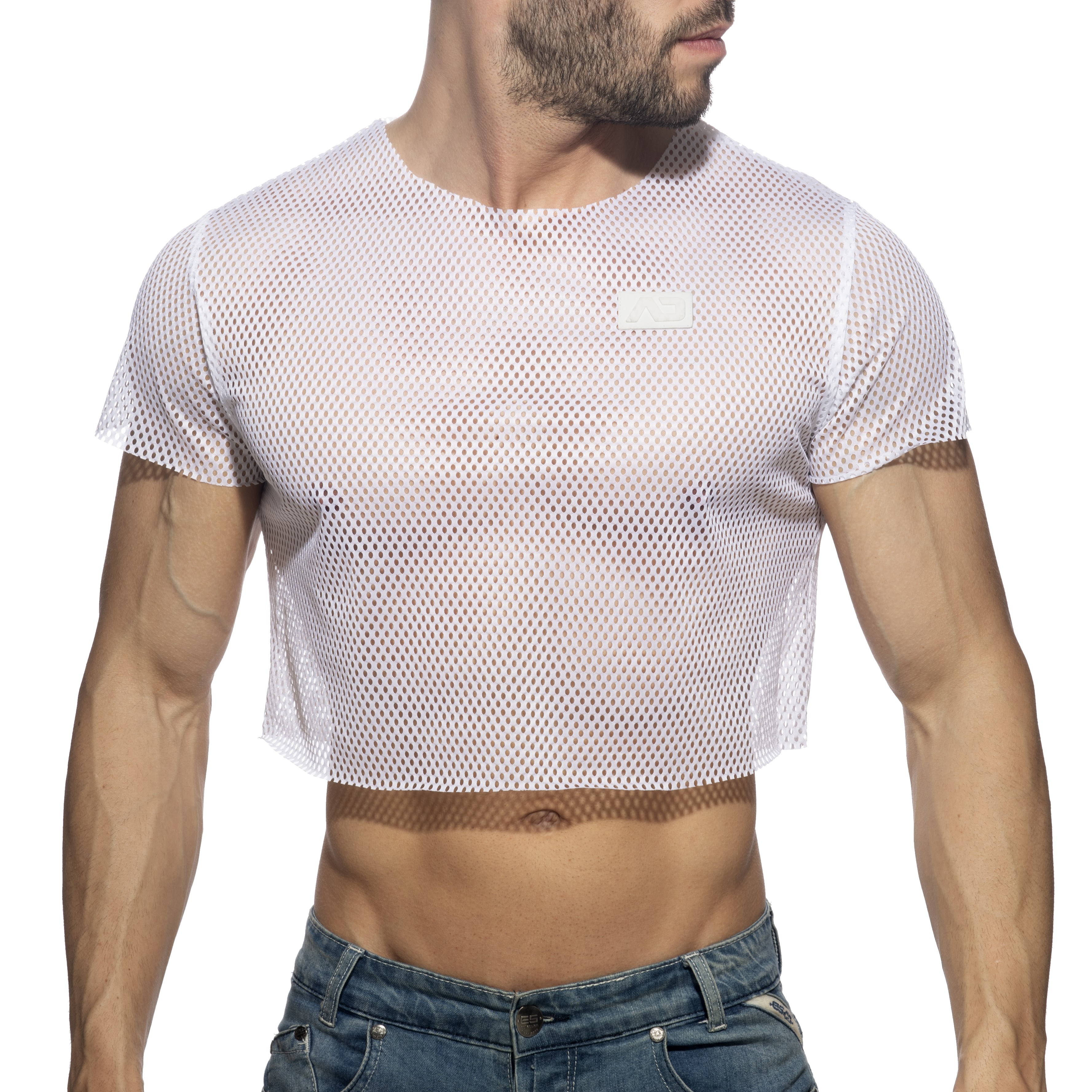 Mesh crop top - white - ADDICTED : sale of Short Sleeves for men AD