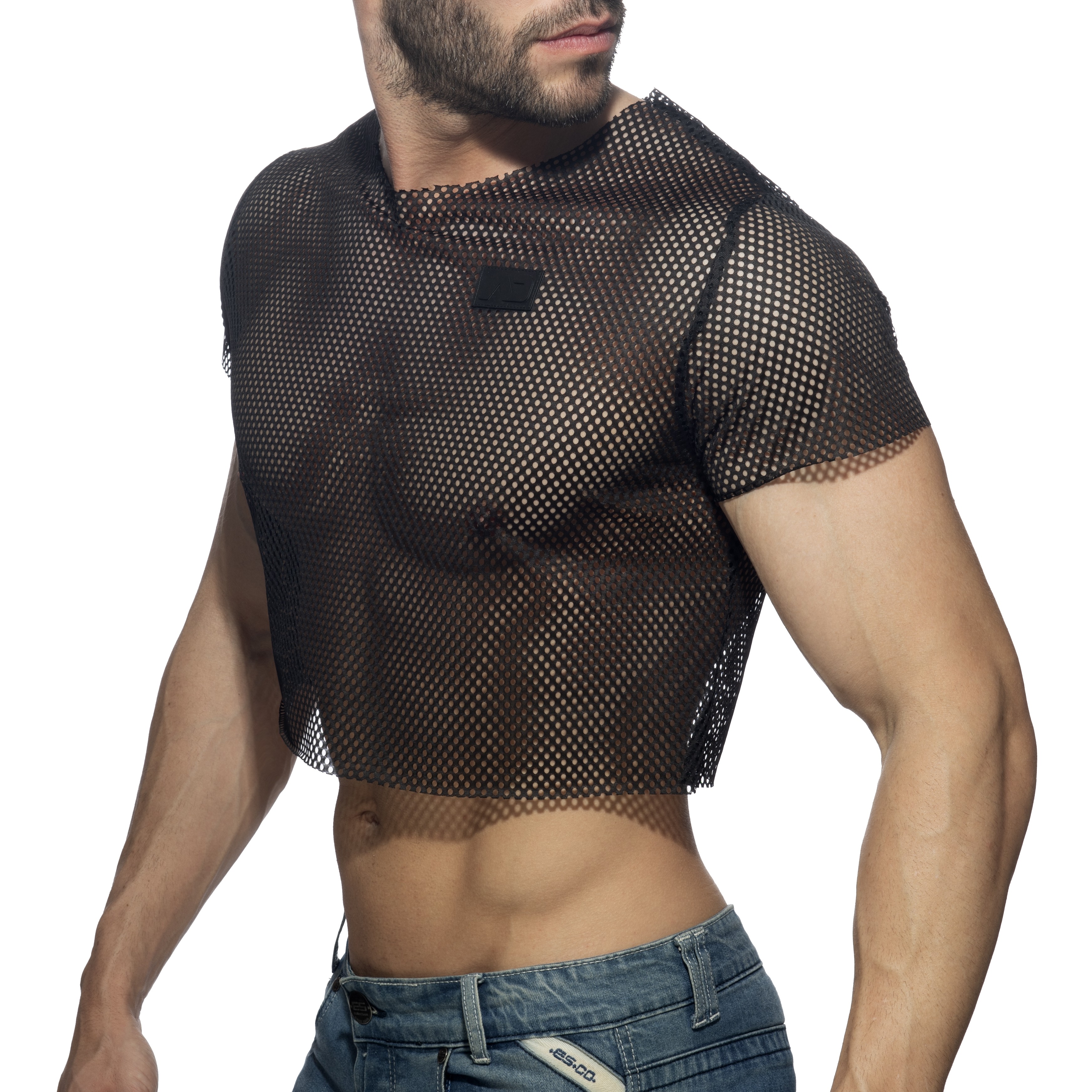 Mesh crop top - white - ADDICTED : sale of Short Sleeves for men AD