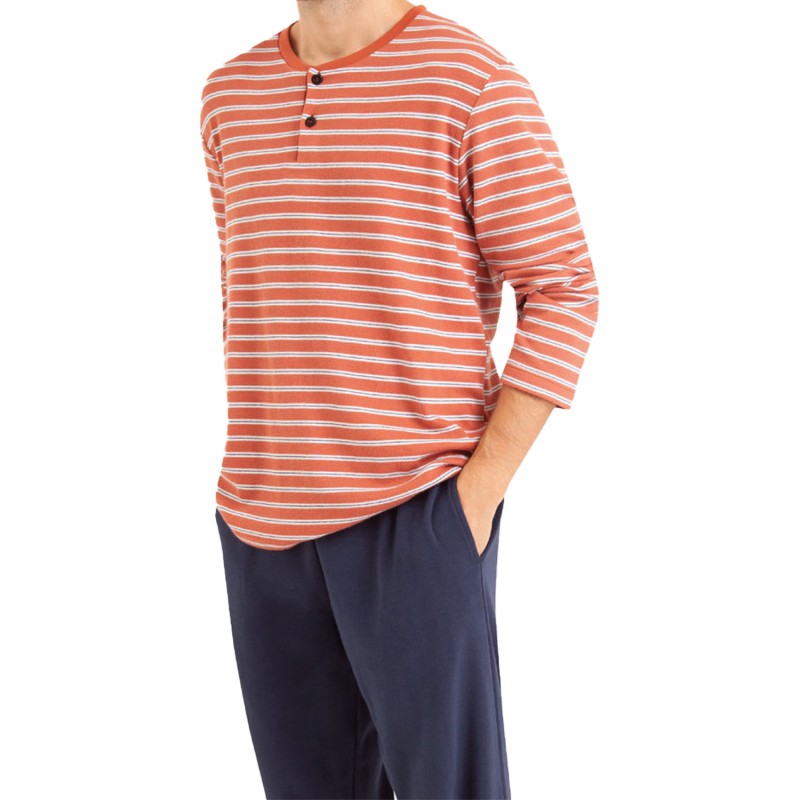 Pyjama de la marque EMINENCE - Pyjama col T Coton Interlock Eminence - orange - Ref : LP09 4778