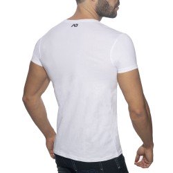 Kurze Ärmel der Marke ADDICTED - Bär Rundhalsausschnitt T-Shirt - weiß - Ref : AD424 C01